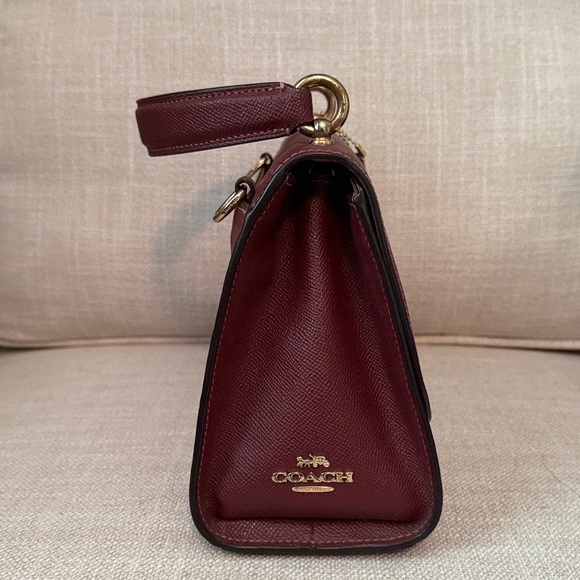 Burgundy Coach Tilly Top Handle Leather Satchel F76618 - Picture 4 of 12